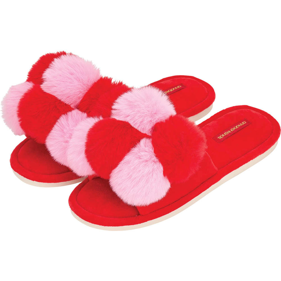 Cosy Luxe Pom Pom Checker Slipper