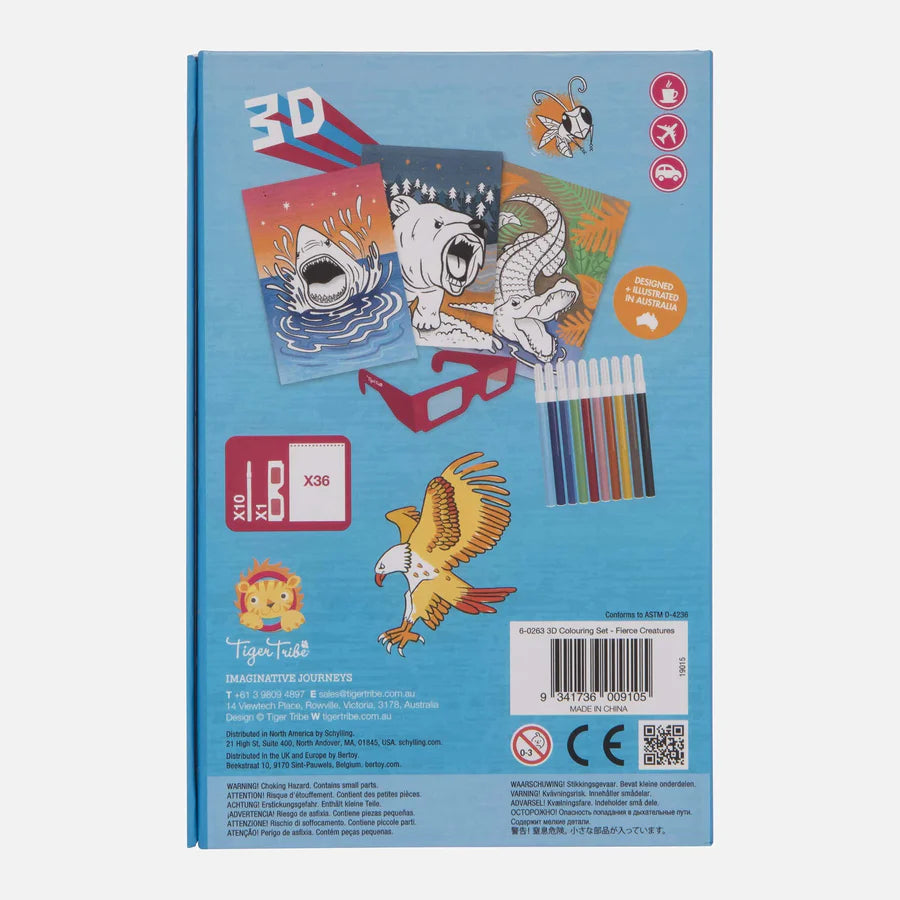 3D Colouring Set - Fierce Creatures