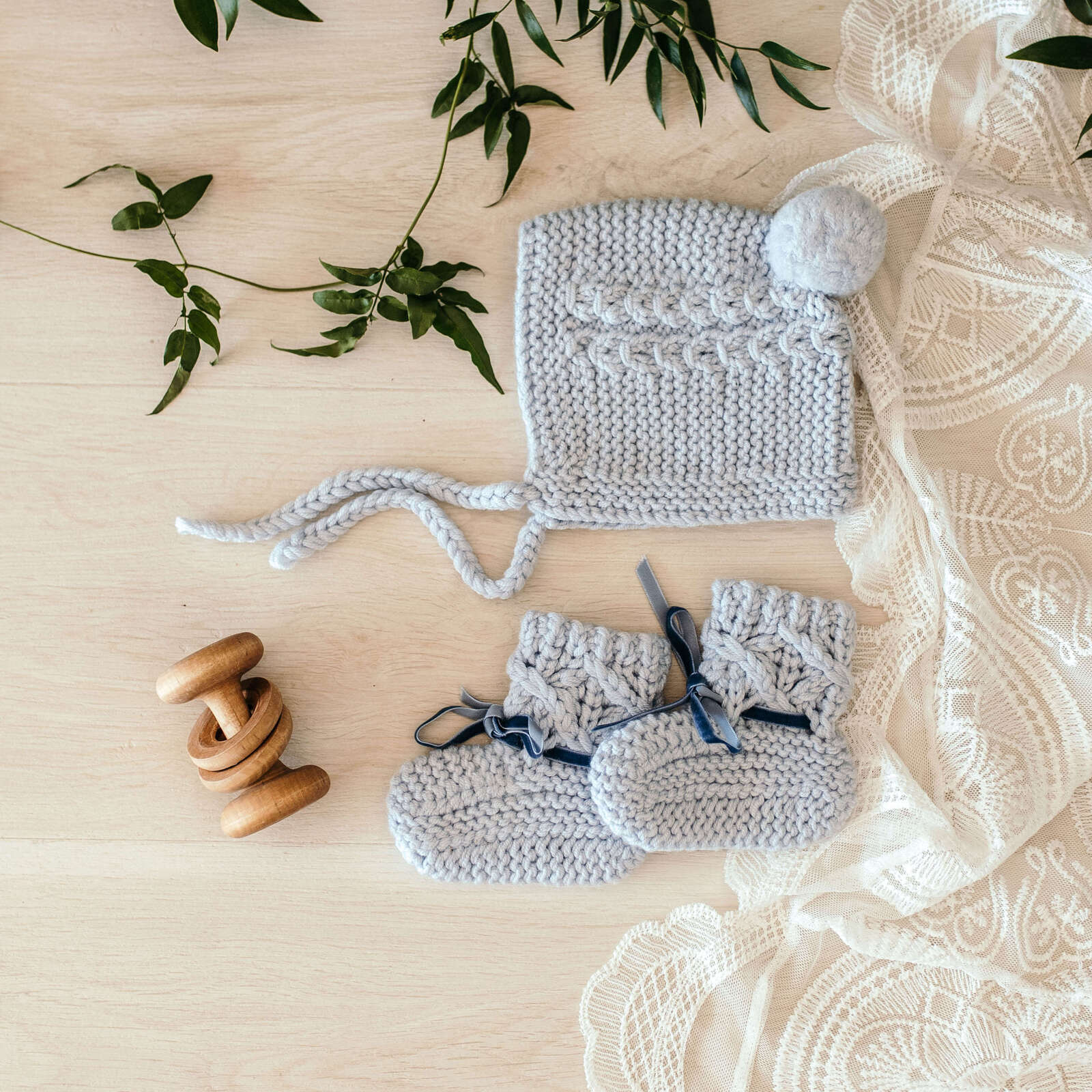 Bonnet and Booties-Newborn