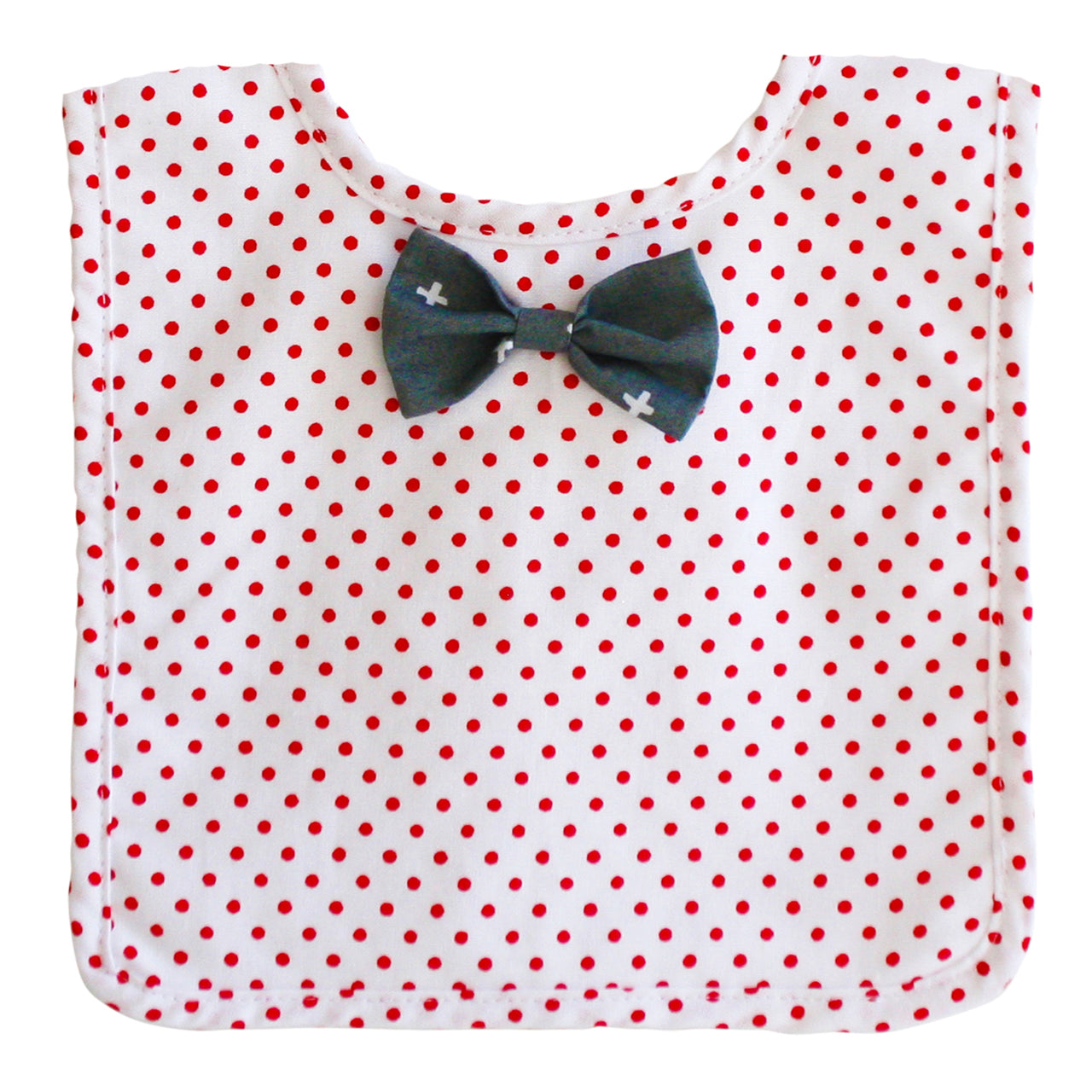 Bow Tie Bib, Grey Red Spot