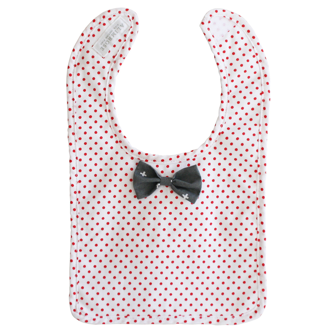 Bow Tie Bib, Grey Red Spot