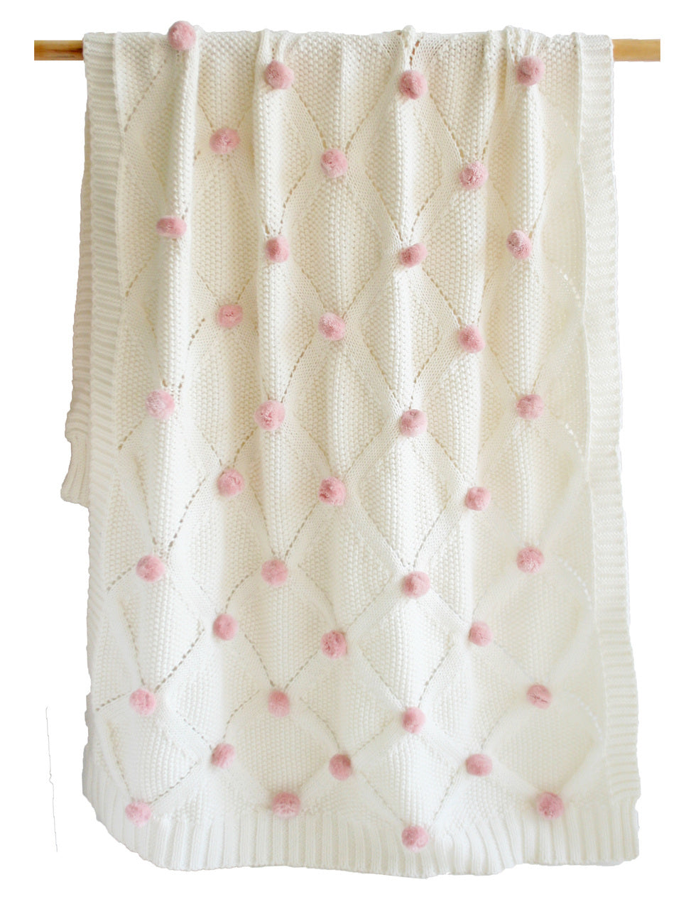 Pom Pom Blanket - Ivory Pink